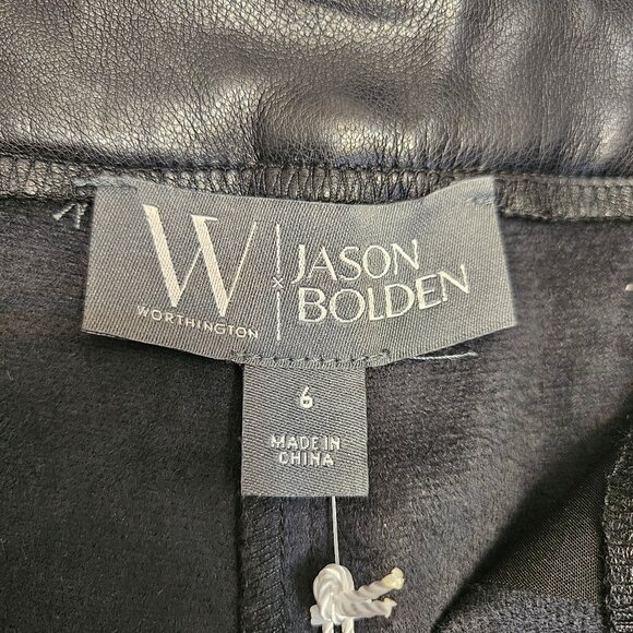 Worhtington x Jason Bolden Women's Black Faux Leather Trouser Pants Size 6 - Picture 8 of 10